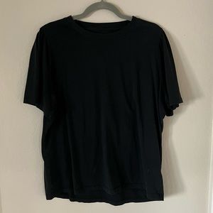 Able Puff Sleeve Black Crew Neck Top